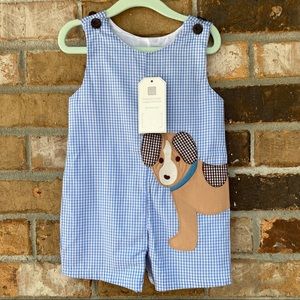 Lil Cactus Gingham Puppy Shortalls 12-18